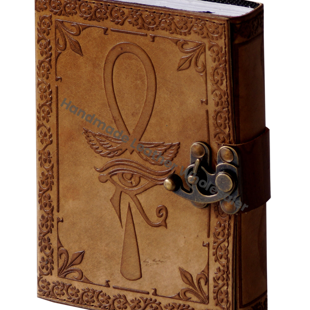 Eye Horus Handmade Leather Hardcover Journal Third Eye Embossed Vintage Design Charcoal Notebook Sketchbook Travel Planner