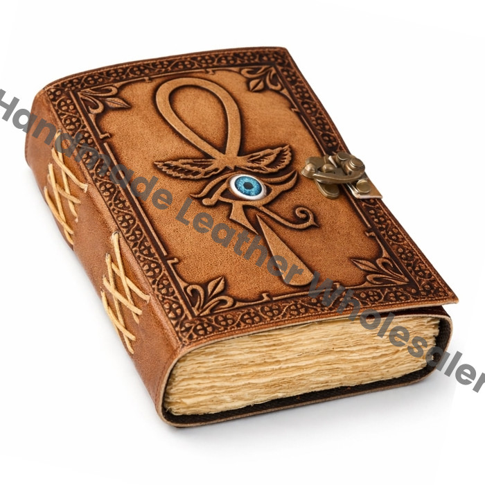 Eye of Horus Leather Journal, Egyptian Ankh Notebook, Book of Shadows