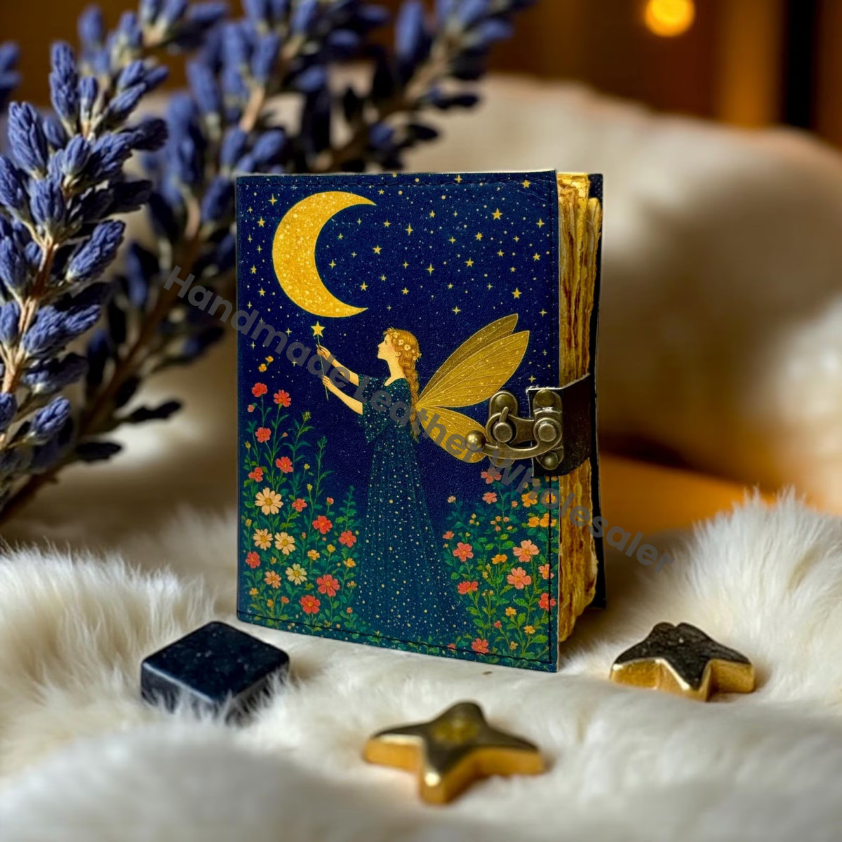 Fairy Leather Grimoire – Book of Shadows, Witchcraft Spellbook, Vintage Wiccan Pagan Gothic Magic Diary, Witchy Gift