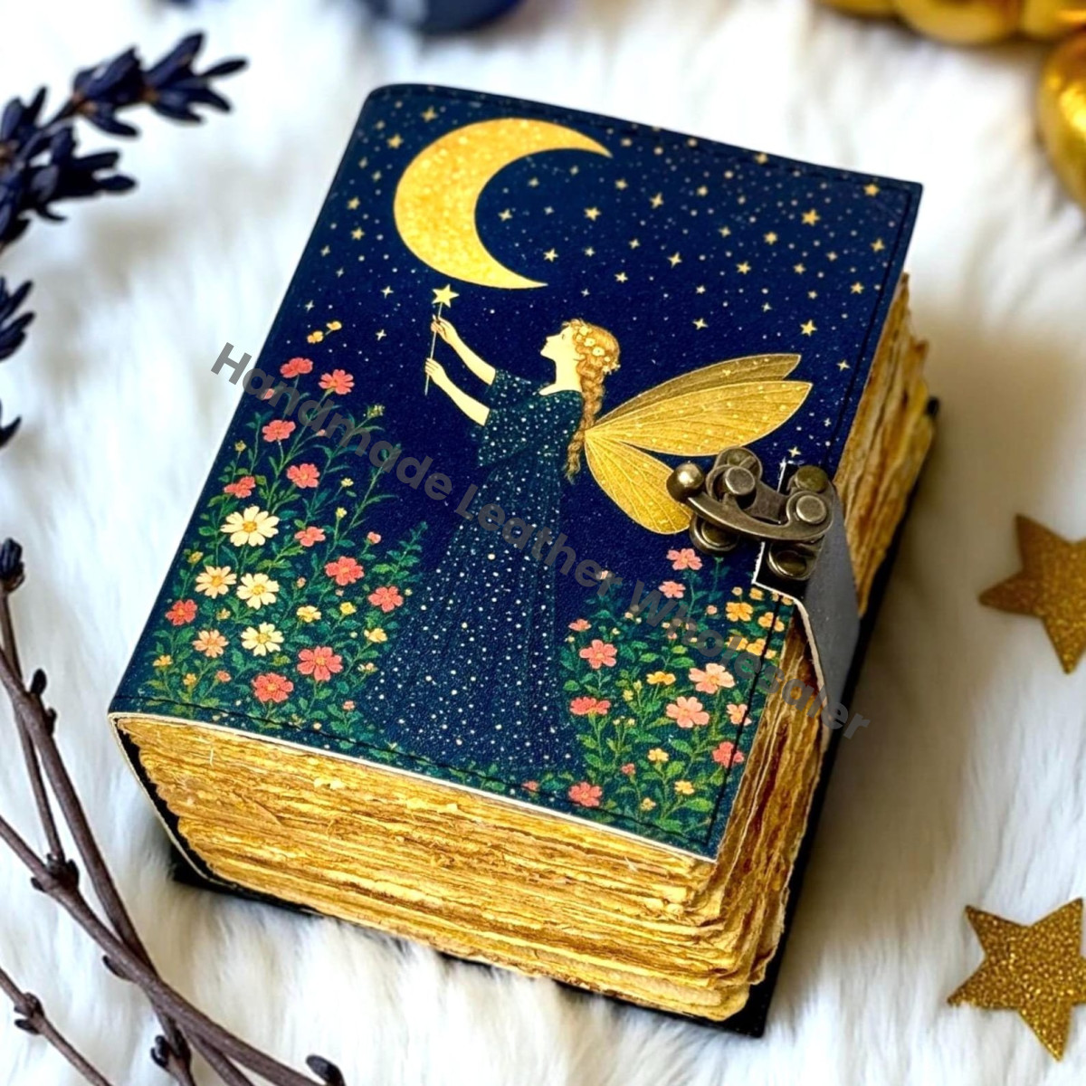 Fairy Leather Grimoire – Book of Shadows, Witchcraft Spellbook, Vintage Wiccan Pagan Gothic Magic Diary, Witchy Gift