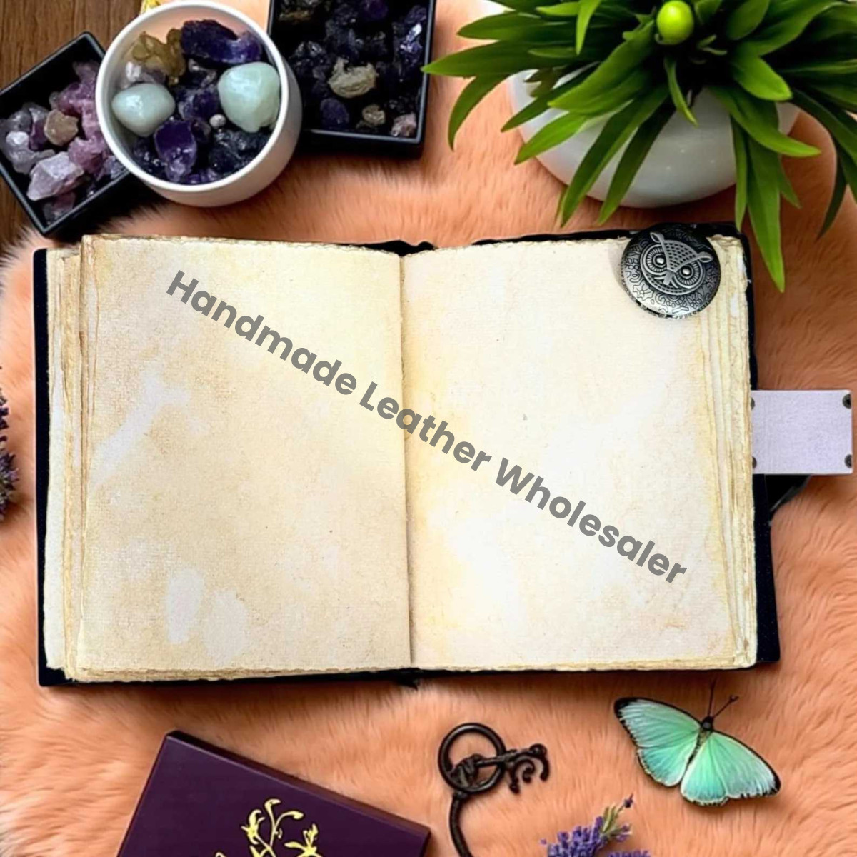 Fairy Leather Grimoire Journal – Book of Shadows, Vintage Witchcraft Spellbook, Wiccan Pagan Gothic Magic Diary