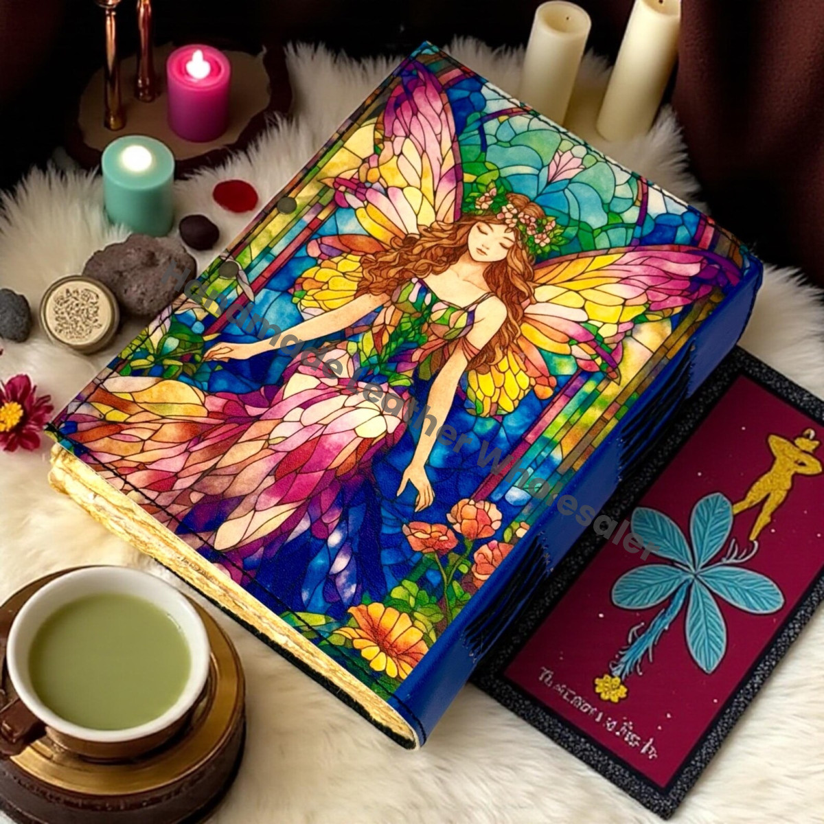 Fairy Leather Grimoire Journal – Book of Shadows, Vintage Witchcraft Spellbook, Wiccan Pagan Gothic Witchy