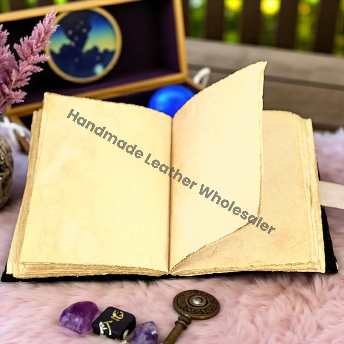 Fairy Leather Grimoire – Refillable Book of Shadows, Vintage Witchcraft Spellbook, Wiccan Pagan Journal, Gothic Magic Diary Gift