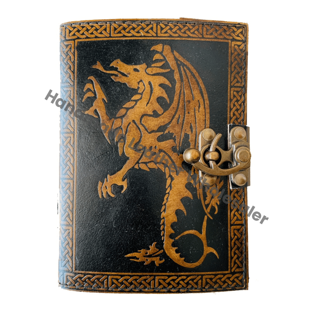 Fire Dragon Vintage Leather Journal for Women Large Book Shadows Sketchbook Recyclable Handmade Paper Charcoal Planner Gift