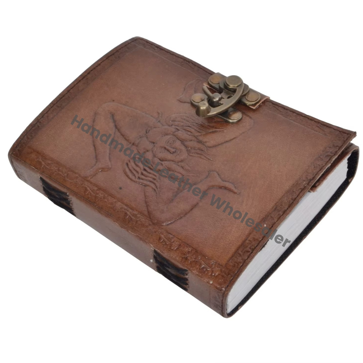 Flag Leather Hardcover Notebook Thermal Binding Handmade Charcoal Journal Unlined Paper Notebook Blank Diary Gift for Men Women