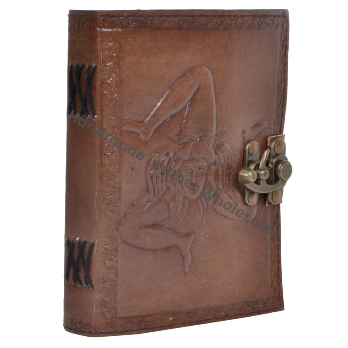Flag Leather Hardcover Notebook Thermal Binding Handmade Charcoal Journal Unlined Paper Notebook Blank Diary Gift for Men Women