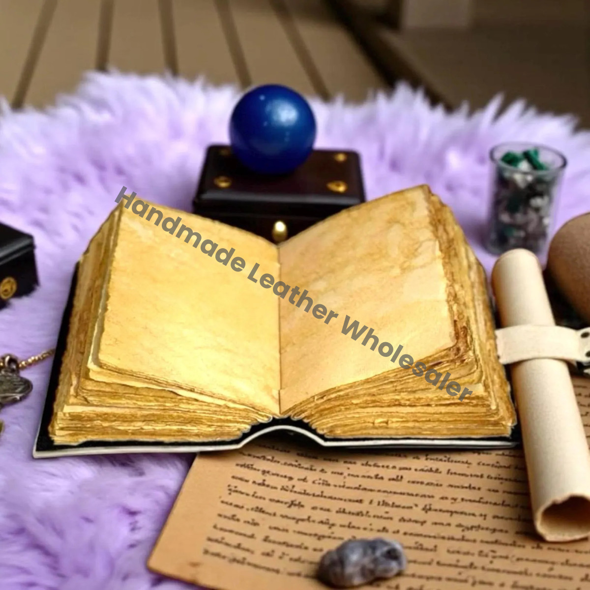 Floral Leather Journal with Lock – Botanical Vintage Diary, Deckle Edge Paper, Witchcraft Spellbook, Wiccan Pagan Gothic Gift, DnD