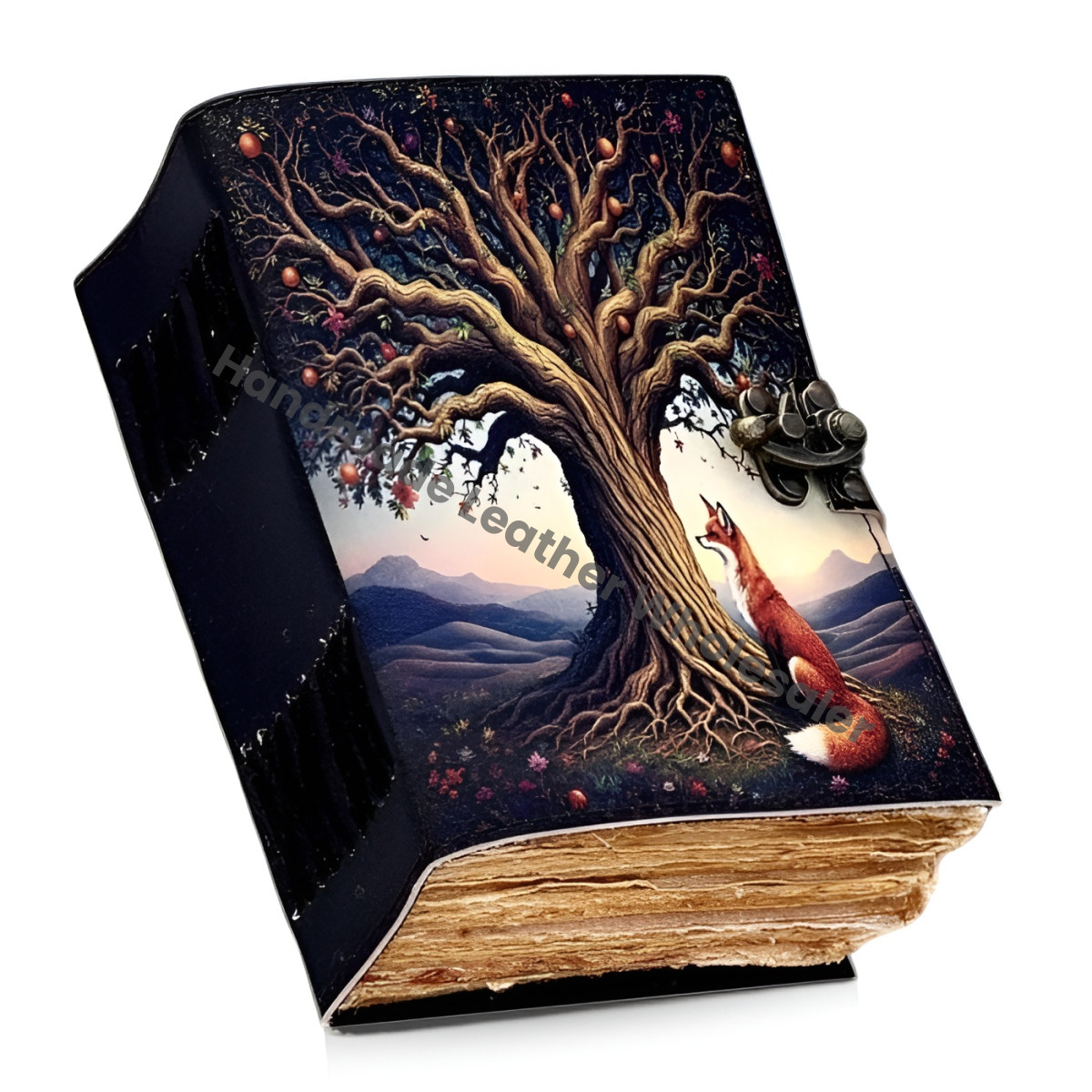 Fox Leather Grimoire Journal– Handmade Vintage Book of Shadows | Witchcraft Spellbook | Wiccan Pagan Occult Gothic Magic Diary Gift