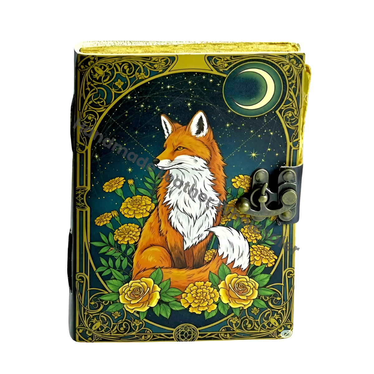 Fox Leather Grimoire: Vintage Spell Book of Shadows, Witchcraft Journal