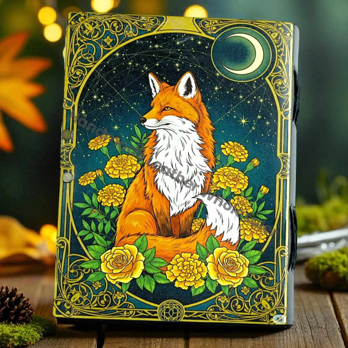 Fox Leather Grimoire: Vintage Spell Book of Shadows, Witchcraft Journal