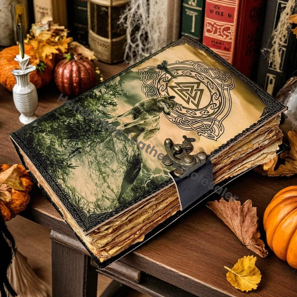 Fox Leather Journal | Handmade Grimoire, Book of Shadows, Deckle Edge