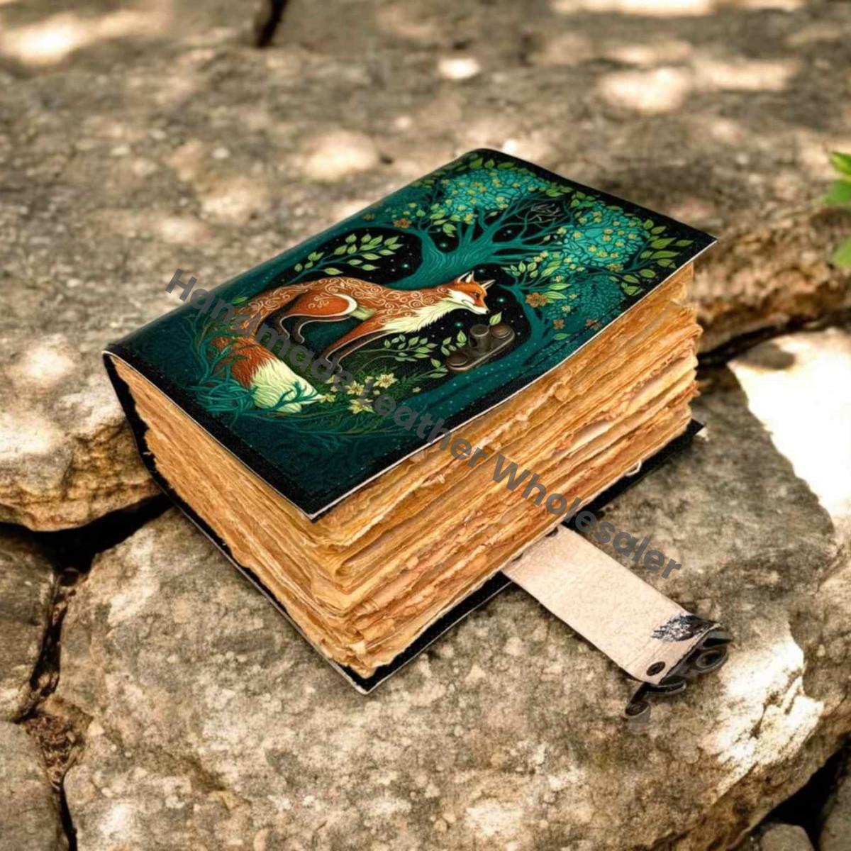 Fox Leather Journal with Lock: Handmade Writing Notebook Handmade Book of Shadows, Large Book Spell book