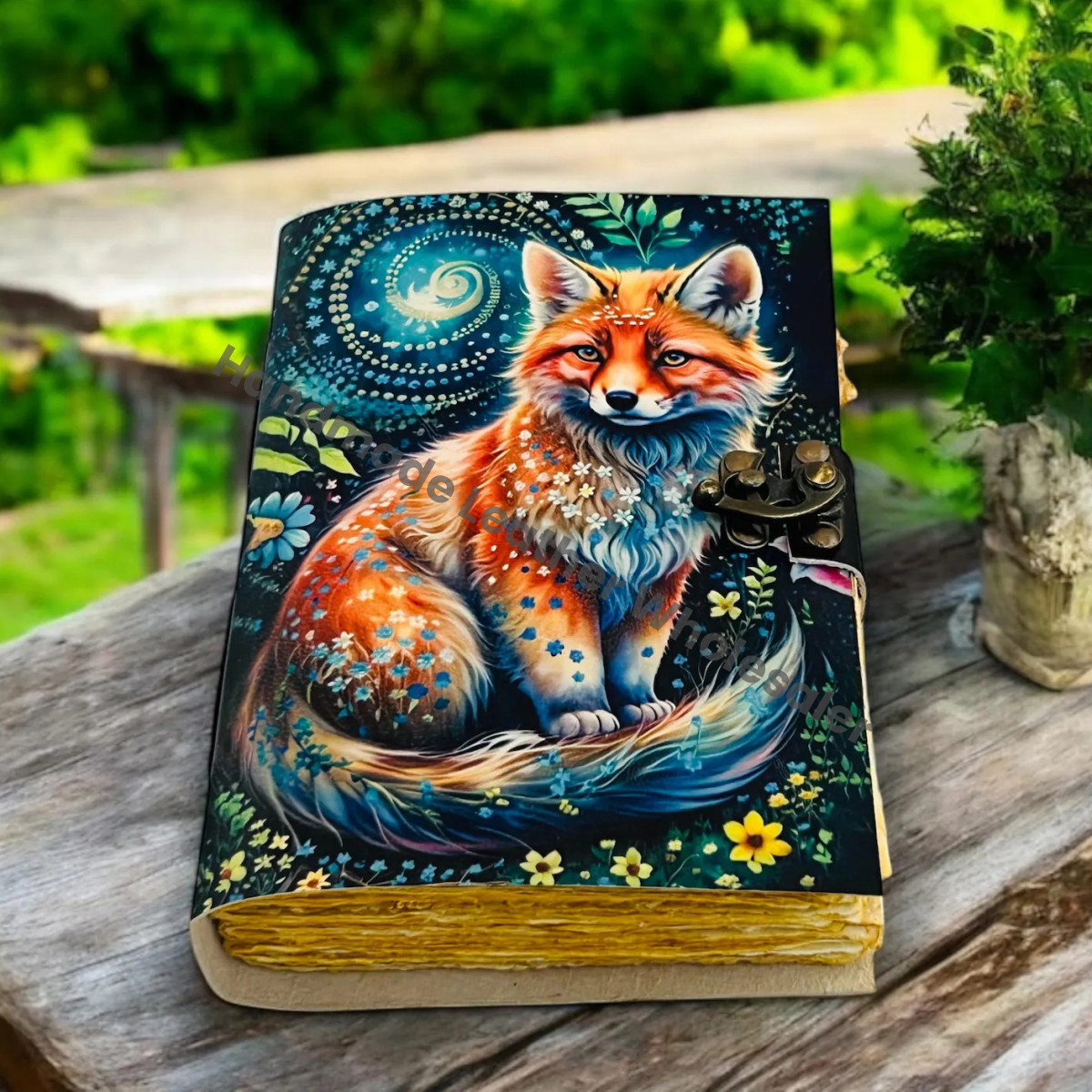 Fox Vintage Handmade Grimoire leather Journal