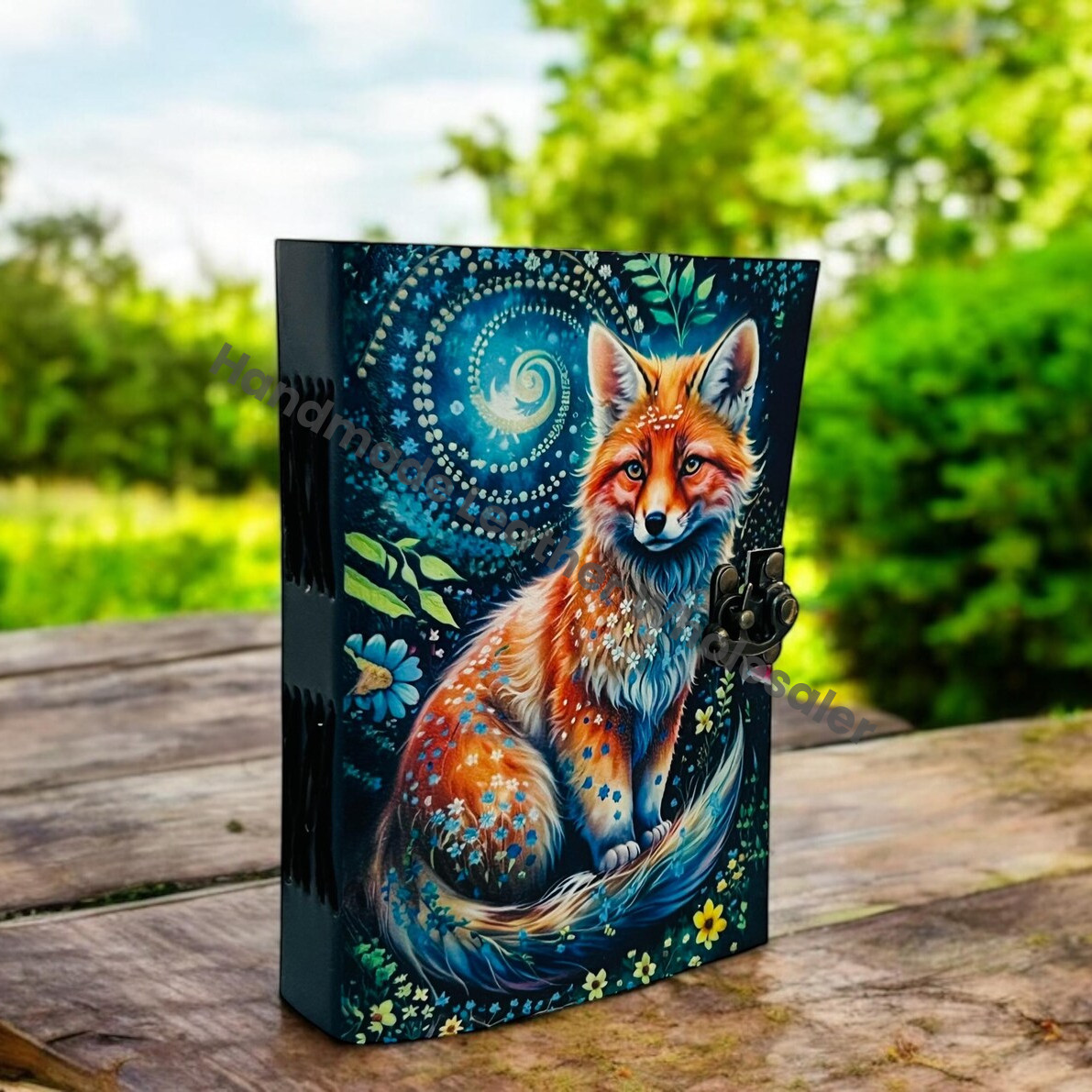 Fox Vintage Handmade Grimoire leather Journal