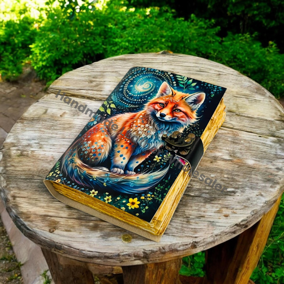 Fox Vintage Handmade Grimoire leather Journal