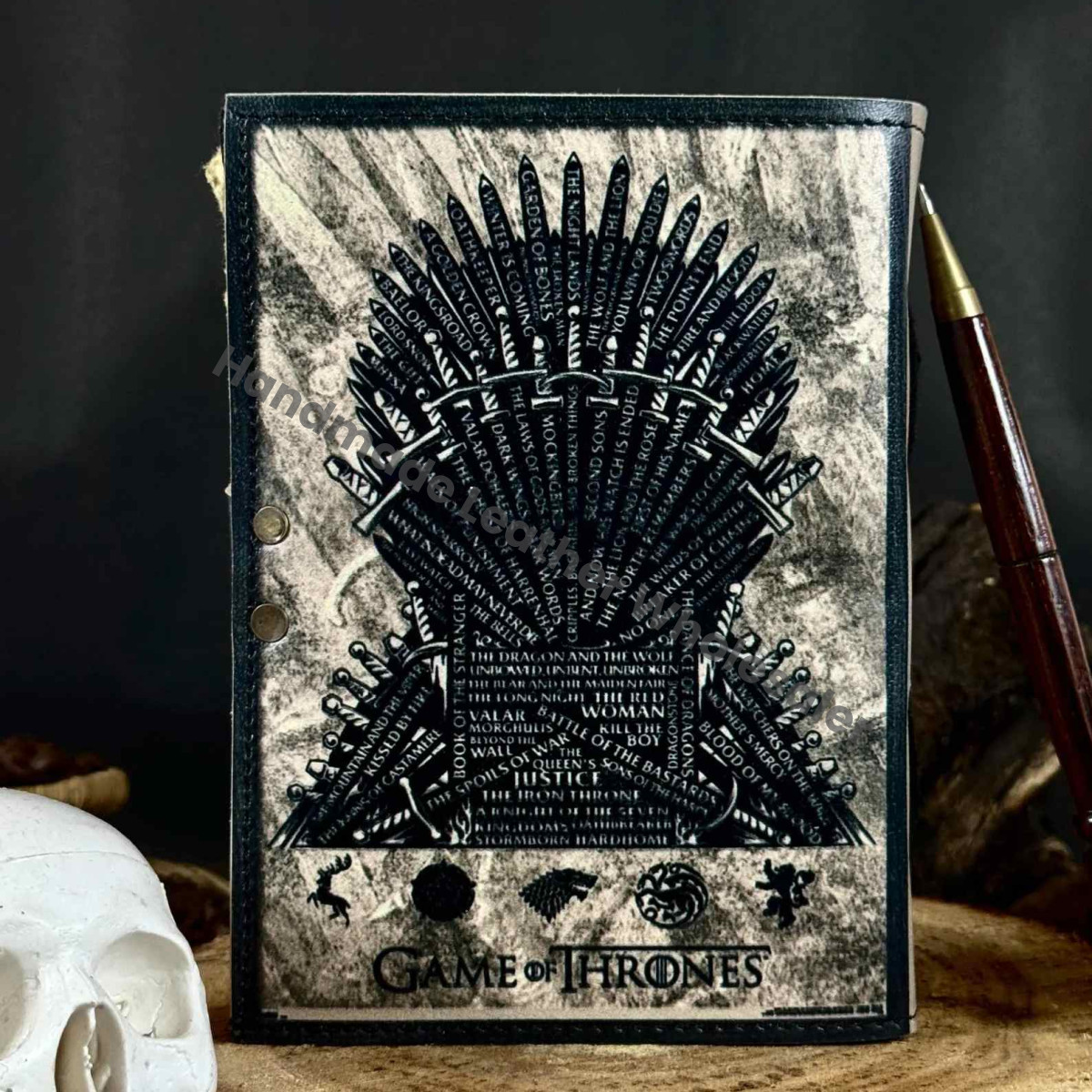 Game of Thrones Leather Journal Iron Sword Thrones Grimoire Book of Shadows Witchcraft Spell Book Wiccan Notebook Pagan Diary