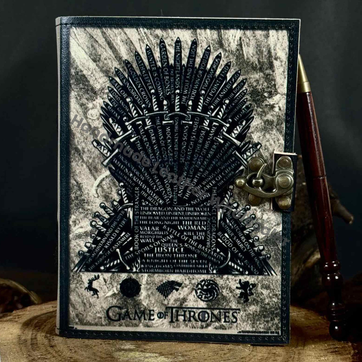 Game of Thrones Leather Journal Iron Sword Thrones Grimoire Book of Shadows Witchcraft Spell Book Wiccan Notebook Pagan Diary