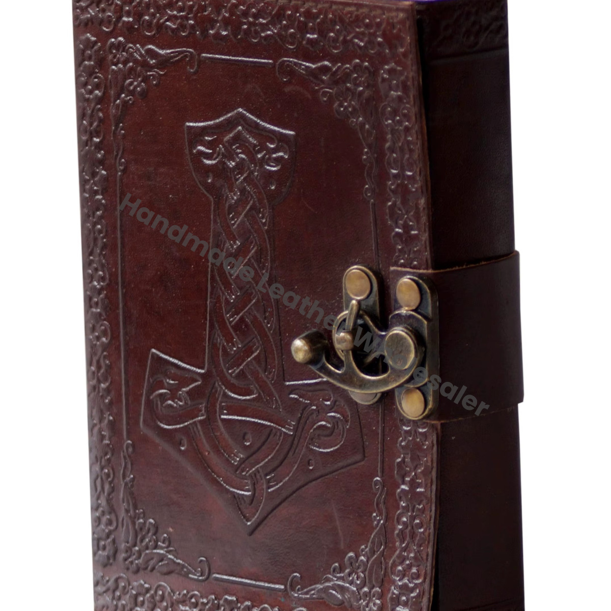 Genuine Handmade Antique Design Embossed Spiral Hardcover Leather Notebook Sketchbook Anchor Journal Book Shadows Paper Gift