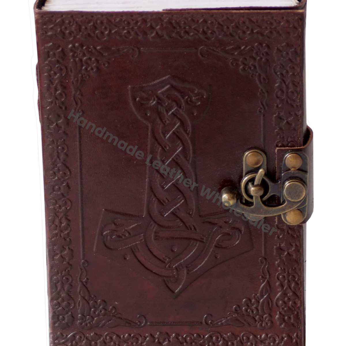 Genuine Handmade Antique Design Embossed Spiral Hardcover Leather Notebook Sketchbook Anchor Journal Book Shadows Paper Gift