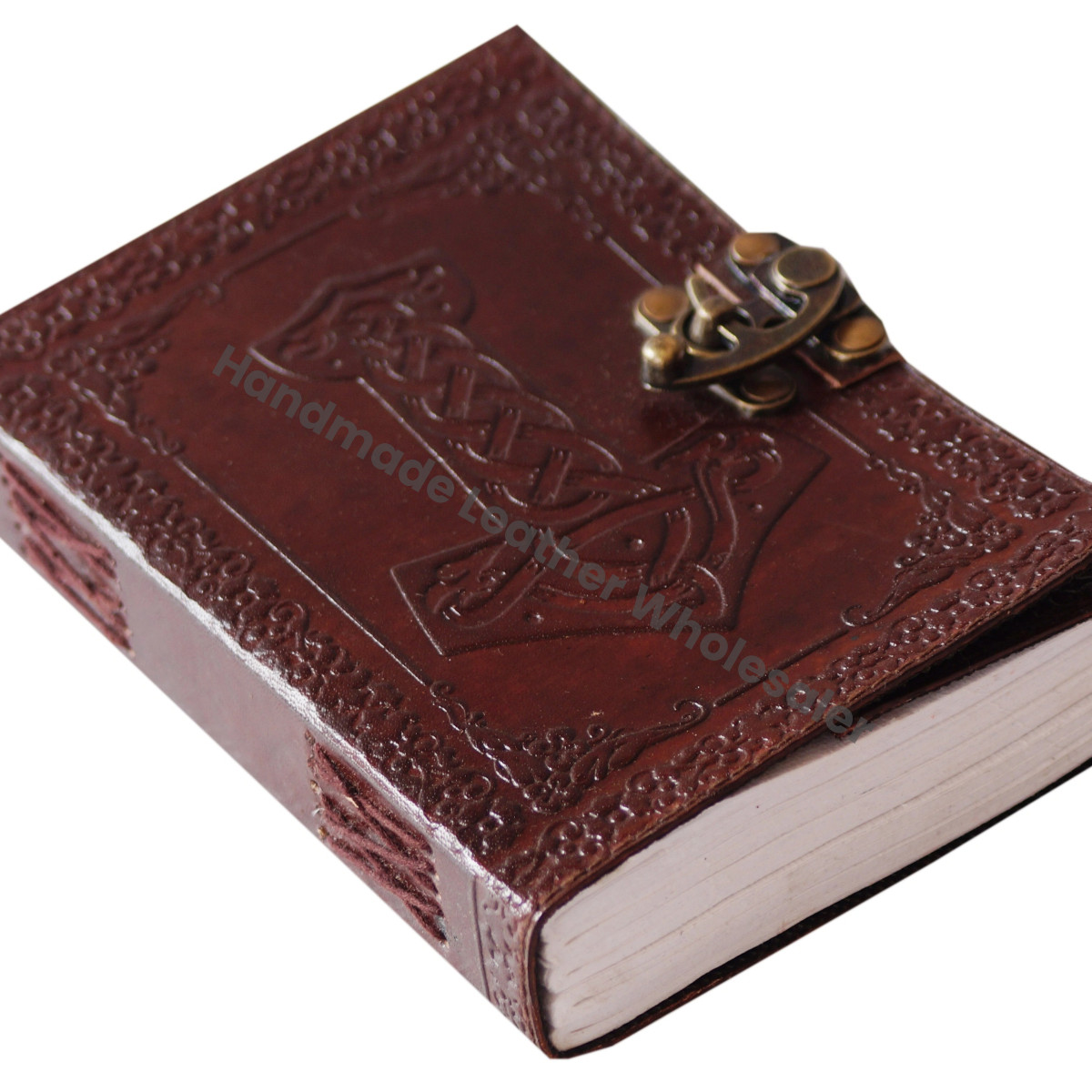 Genuine Handmade Antique Design Embossed Spiral Hardcover Leather Notebook Sketchbook Anchor Journal Book Shadows Paper Gift