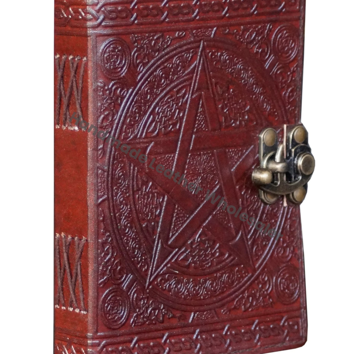 Genuine Handmade Black Pentagram Design Embossed Notebook & Sketchbook Leather Journal Book of Shadows White Paper Diary