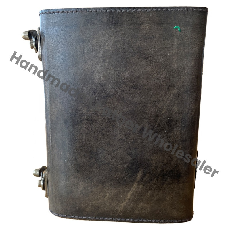 Genuine Leather Hardcover Journal Exquisite Celtic Pentacle Embossed Spiral Bound Recyclable Handmade Paper Perfect Gift Option