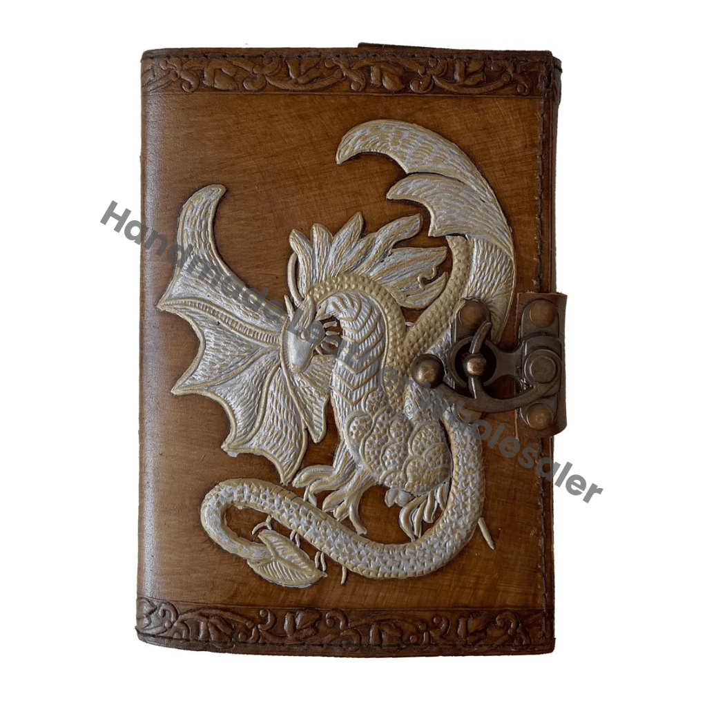 Genuine Leather Note Book Antique Handmade Genuine Leather Journal with Thermal Binding Vintage Charcoal Silver Deckle Paper