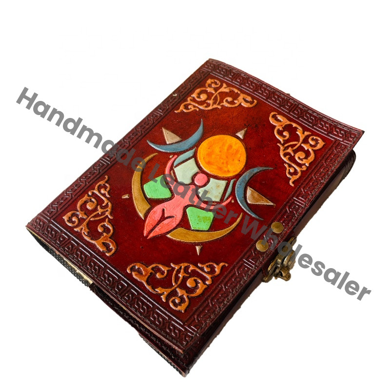 Goddess Sun Moon Embossed Leather Hardcover Diary Gift Notebook Logo Perfect Gift Genuine Deckle Paper Notebooks