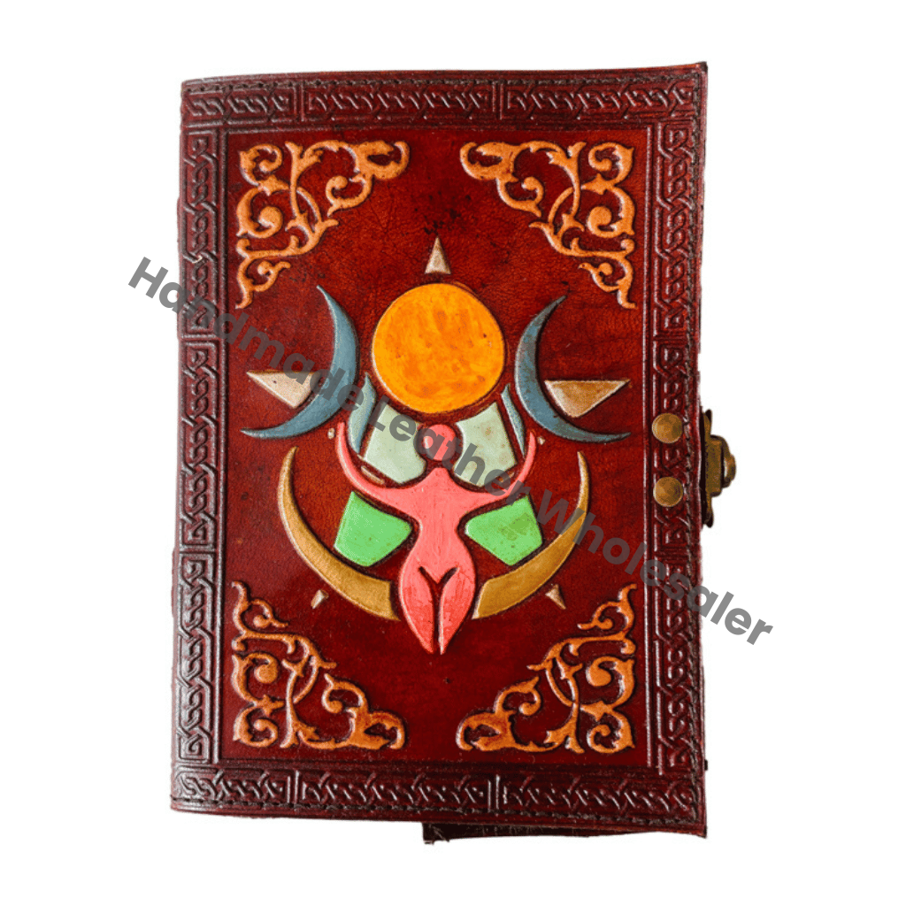 Goddess Sun Moon Embossed Leather Hardcover Diary Gift Notebook Logo Perfect Gift Genuine Deckle Paper Notebooks