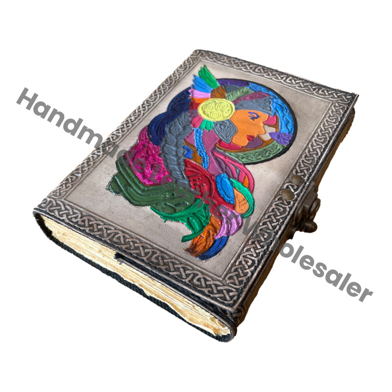 Goddess Vector Celtic Embossed Leather Journal Perfect Gift Genuine Leather Hardcover Deckle Paper Options Antique Notebooks