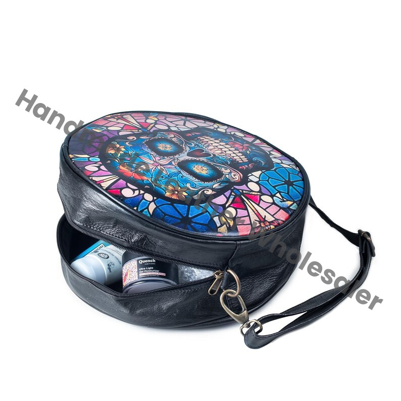 Goth Witchy Stylish Skull Satchel,crossbody purse Round Messenger Bag Cottagecore Gothic Bag, Leather Wiccan Gothic bag hippies boho gift