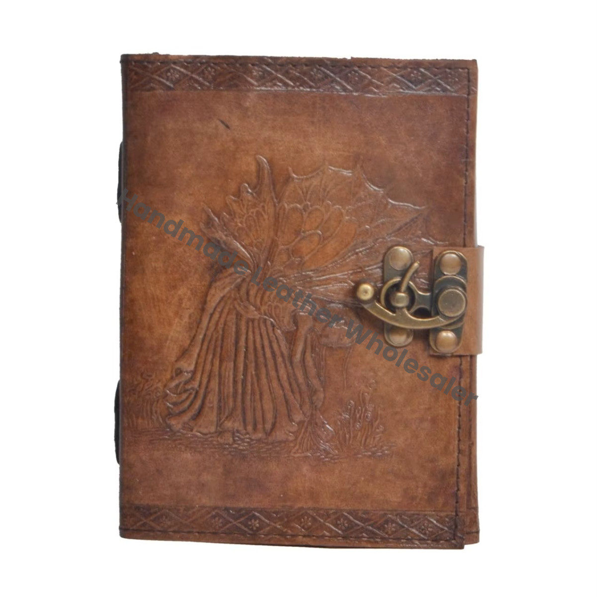 Grimoire Book Shadows Blank Journal Notebook Office Fairy Women Handmade Leather Embossed College Poetry Sketch Custom Logo Gift