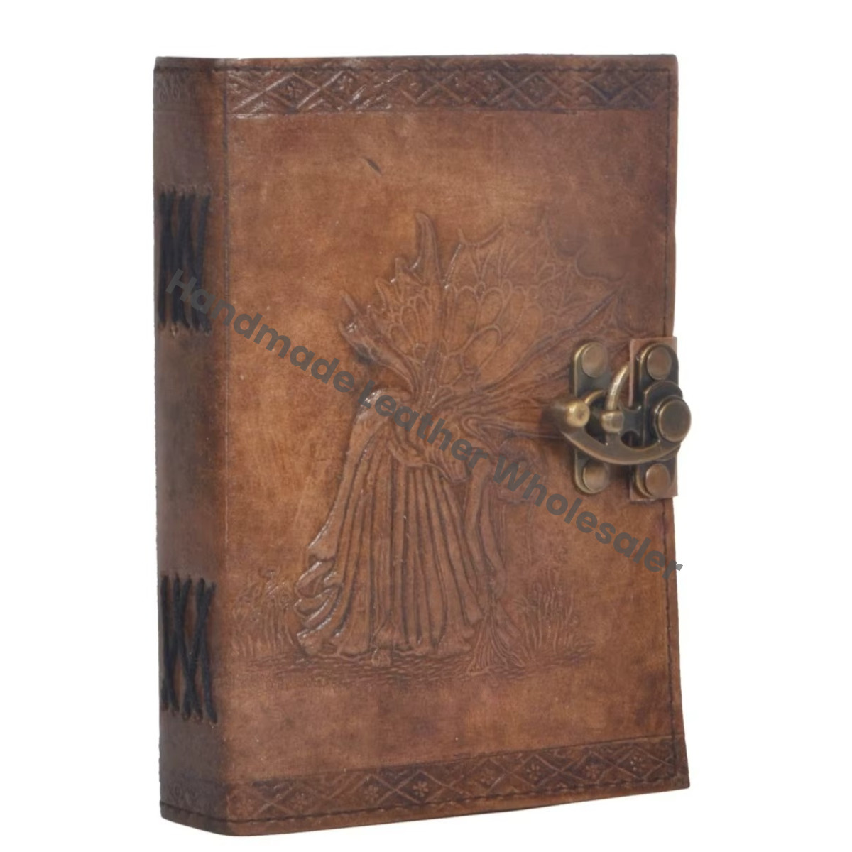 Grimoire Book Shadows Blank Journal Notebook Office Fairy Women Handmade Leather Embossed College Poetry Sketch Custom Logo Gift