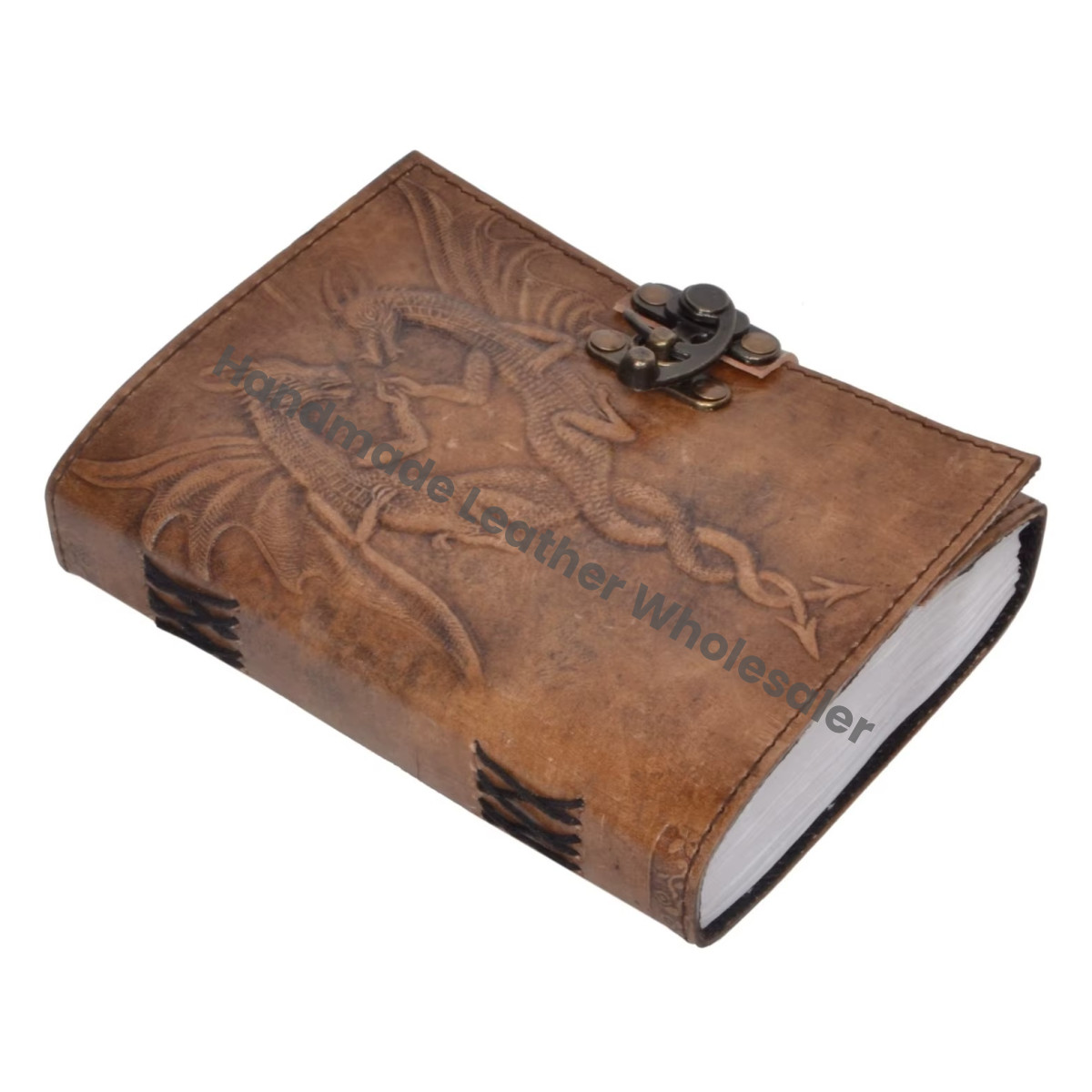 Grimoire Double Dragon Leather Spiral Bound Notebook Office Embossed Book Handmade College Blank Journal Gift Poetry SketchBook
