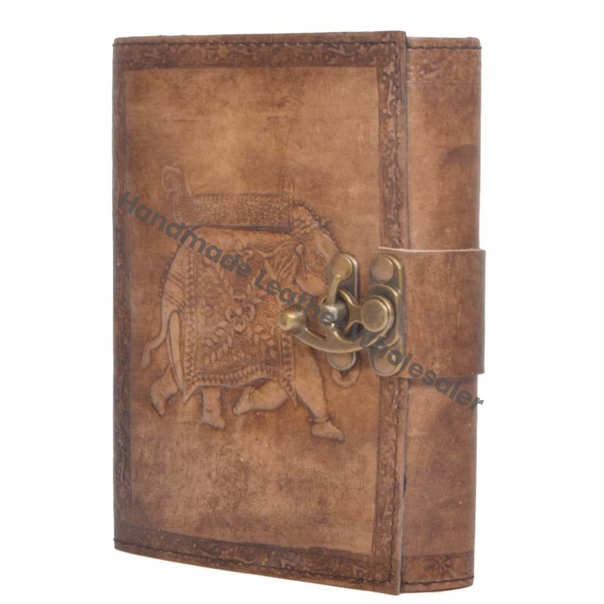 Grimoire Elephant Leather Handmade Embossed Spiral Binding Gift Journal Book Notebook Office Diary College Poetry Sketchbook