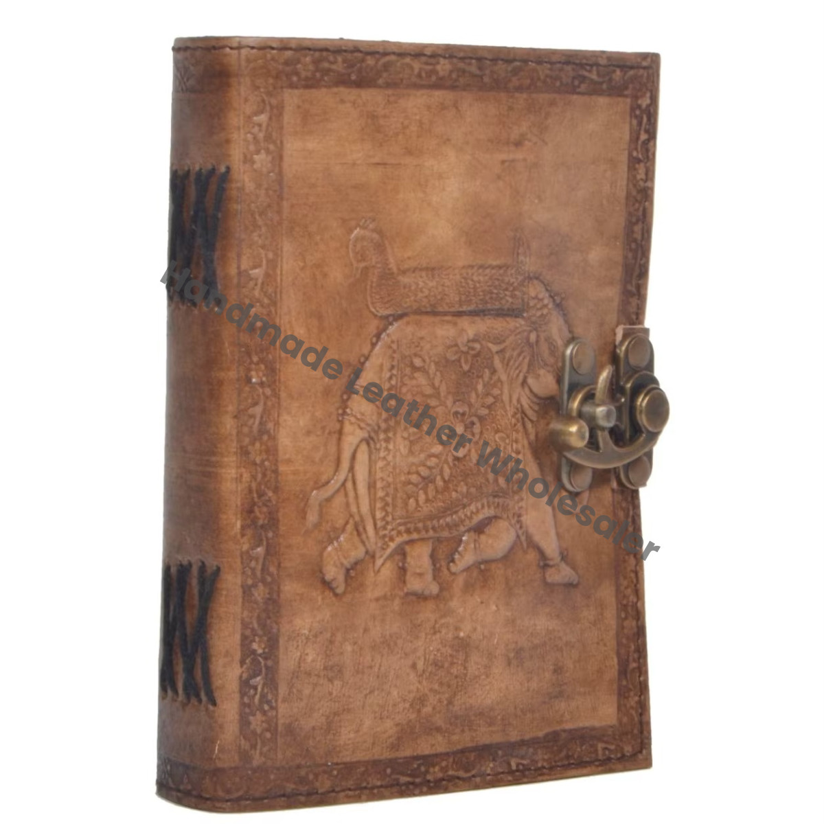 Grimoire Elephant Leather Handmade Embossed Spiral Binding Gift Journal Book Notebook Office Diary College Poetry Sketchbook