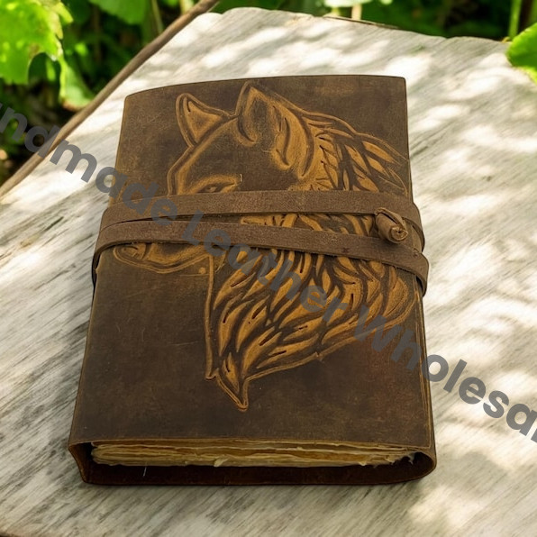 Grimoire Fox Embossed Leather Journal Blank Spell book of shadows - Handmade Vintage paper Journal for gifts