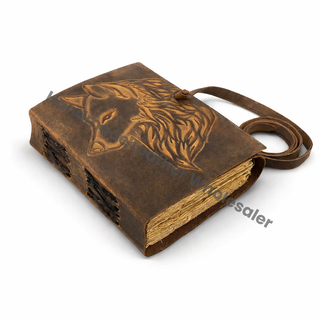 Grimoire Fox Embossed Leather Journal Blank Spell book of shadows - Handmade Vintage paper Journal for gifts