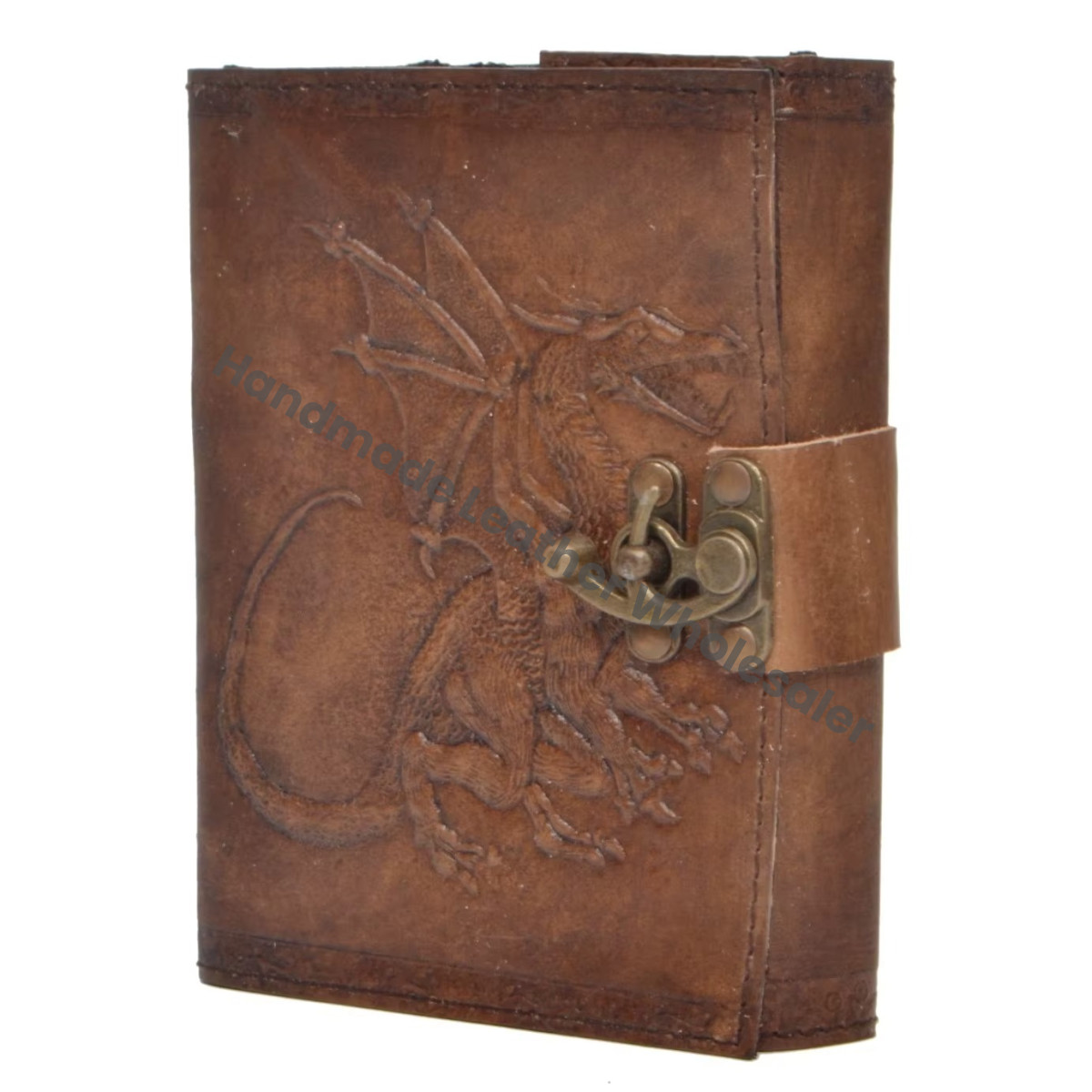 Grimoire Handmade Leather Dragon Embossed Spiral Binding Blank Journal Notebook Office Diary College Poetry Sketch