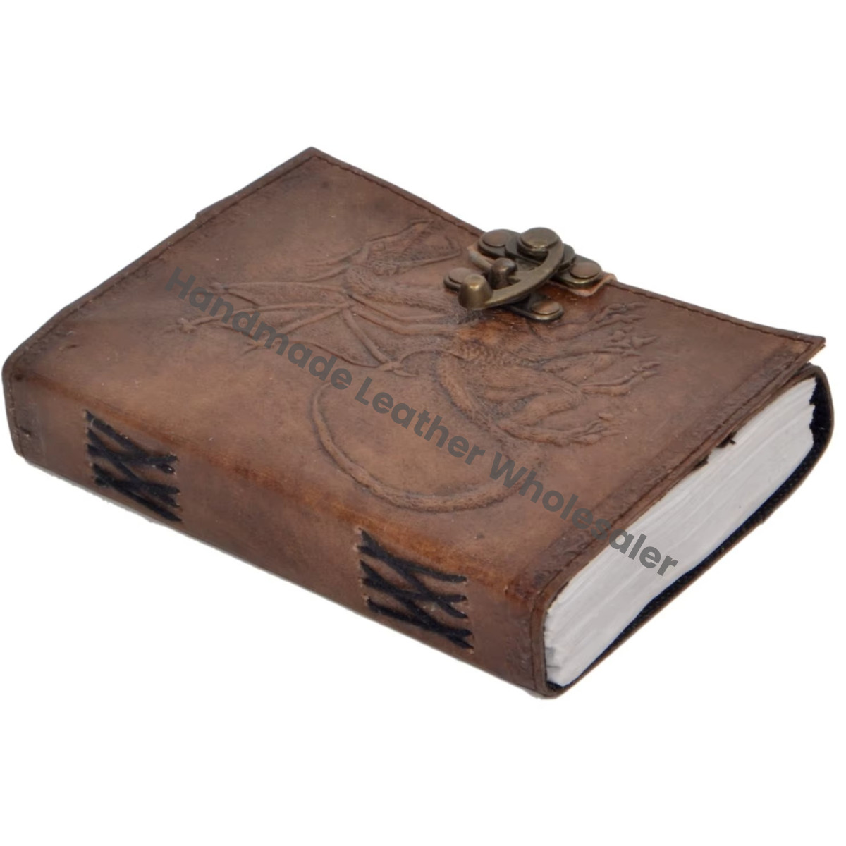 Grimoire Handmade Leather Dragon Embossed Spiral Binding Blank Journal Notebook Office Diary College Poetry Sketch
