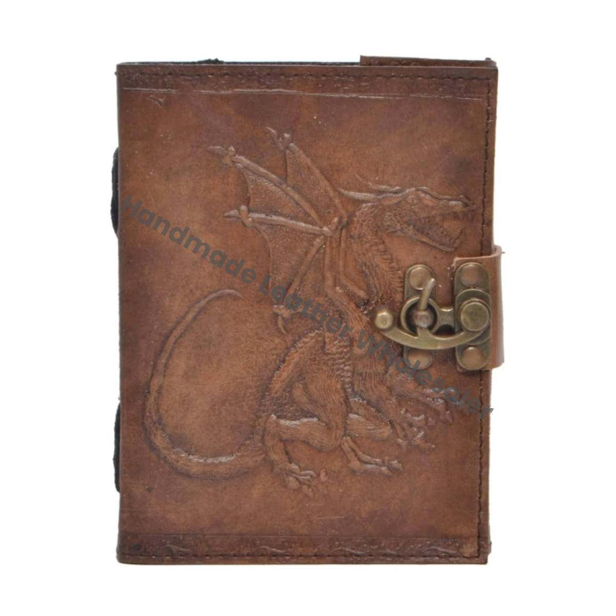 Grimoire Handmade Leather Dragon Embossed Spiral Binding Blank Journal Notebook Office Diary College Poetry Sketch