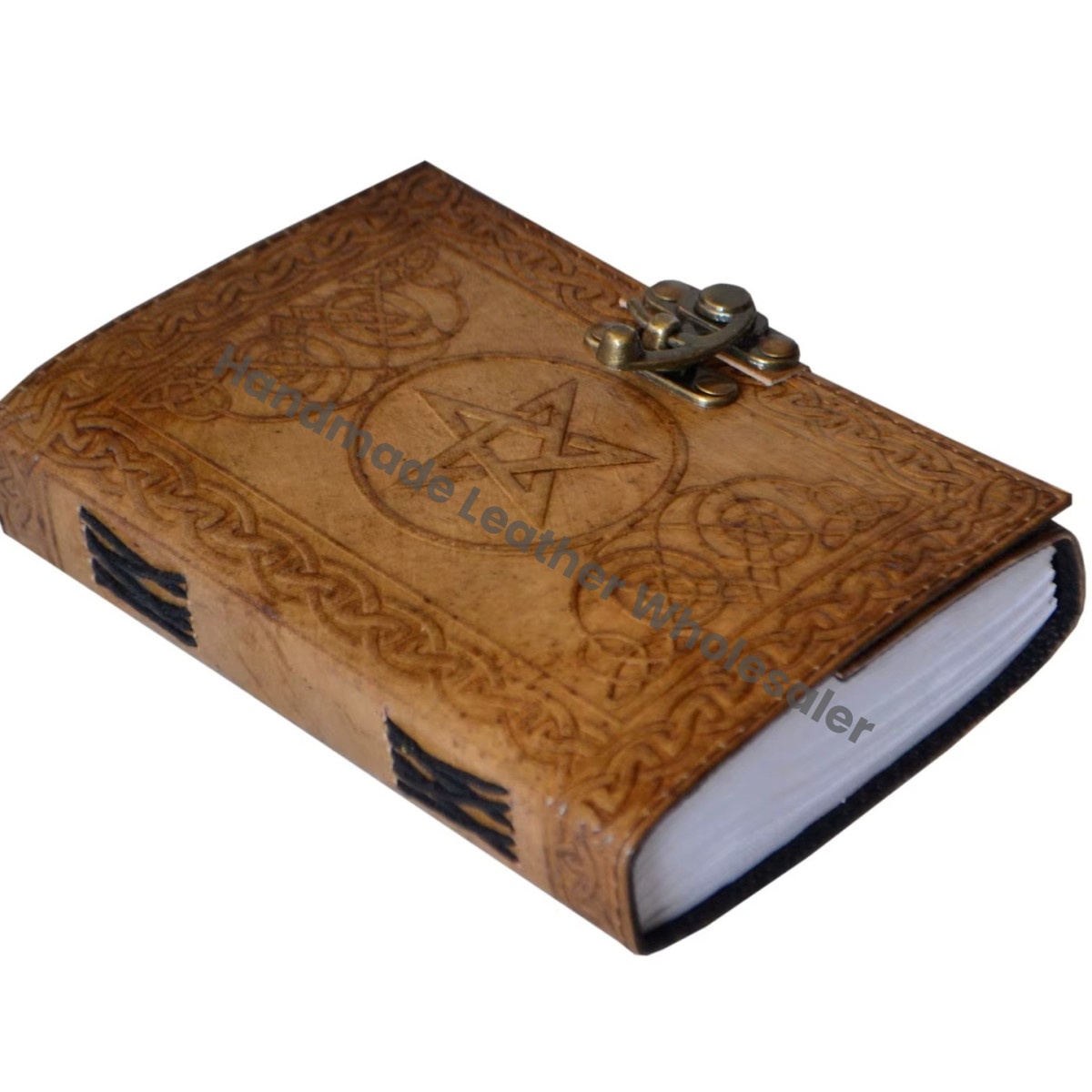 Grimoire Handmade Leather Pentagram Embossed Blank Journal Book of Shadows Notebook Office Diary College Book Poetry Book Sketch