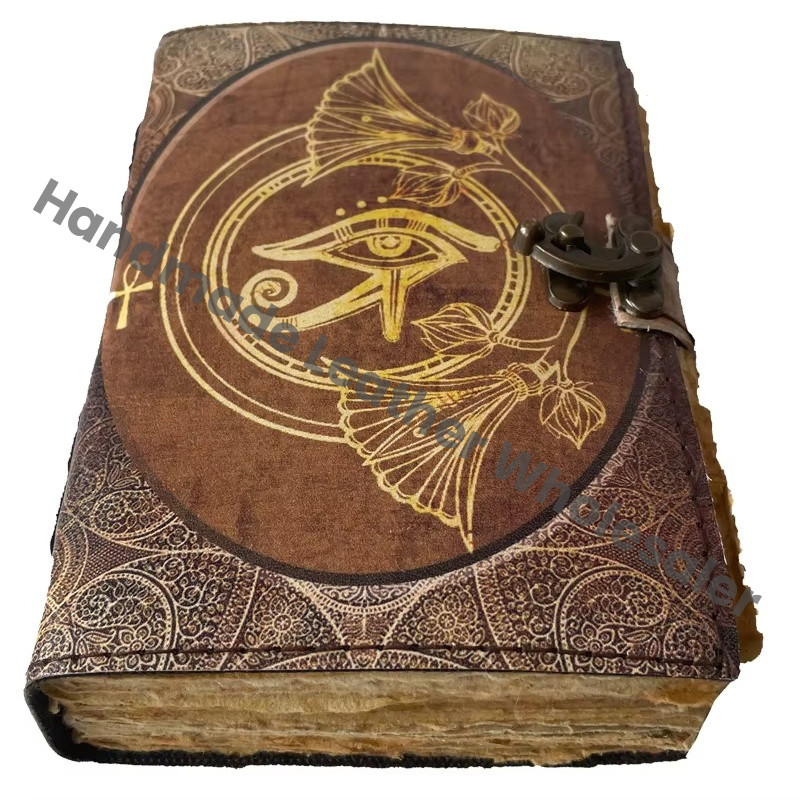 Grimoire Journal Vintage Leather Journal Book of Spells Leather Journal Deckle Edge Paper Third Eye Book of Shadows
