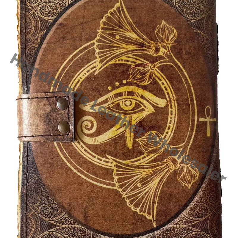 Grimoire Journal Vintage Leather Journal Book of Spells Leather Journal Deckle Edge Paper Third Eye Book of Shadows