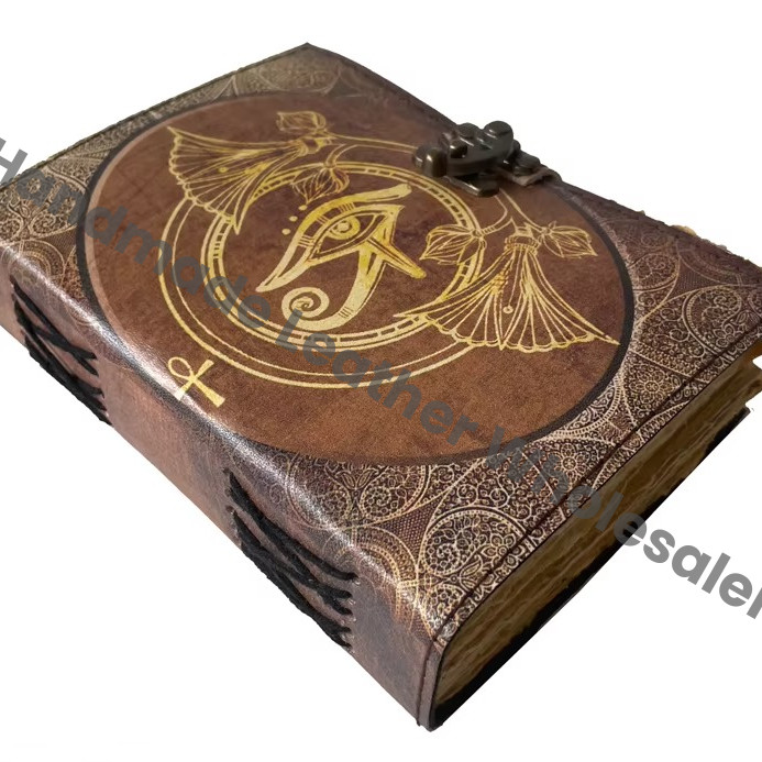 Grimoire Journal Vintage Leather Journal Book of Spells Leather Journal Deckle Edge Paper Third Eye Book of Shadows