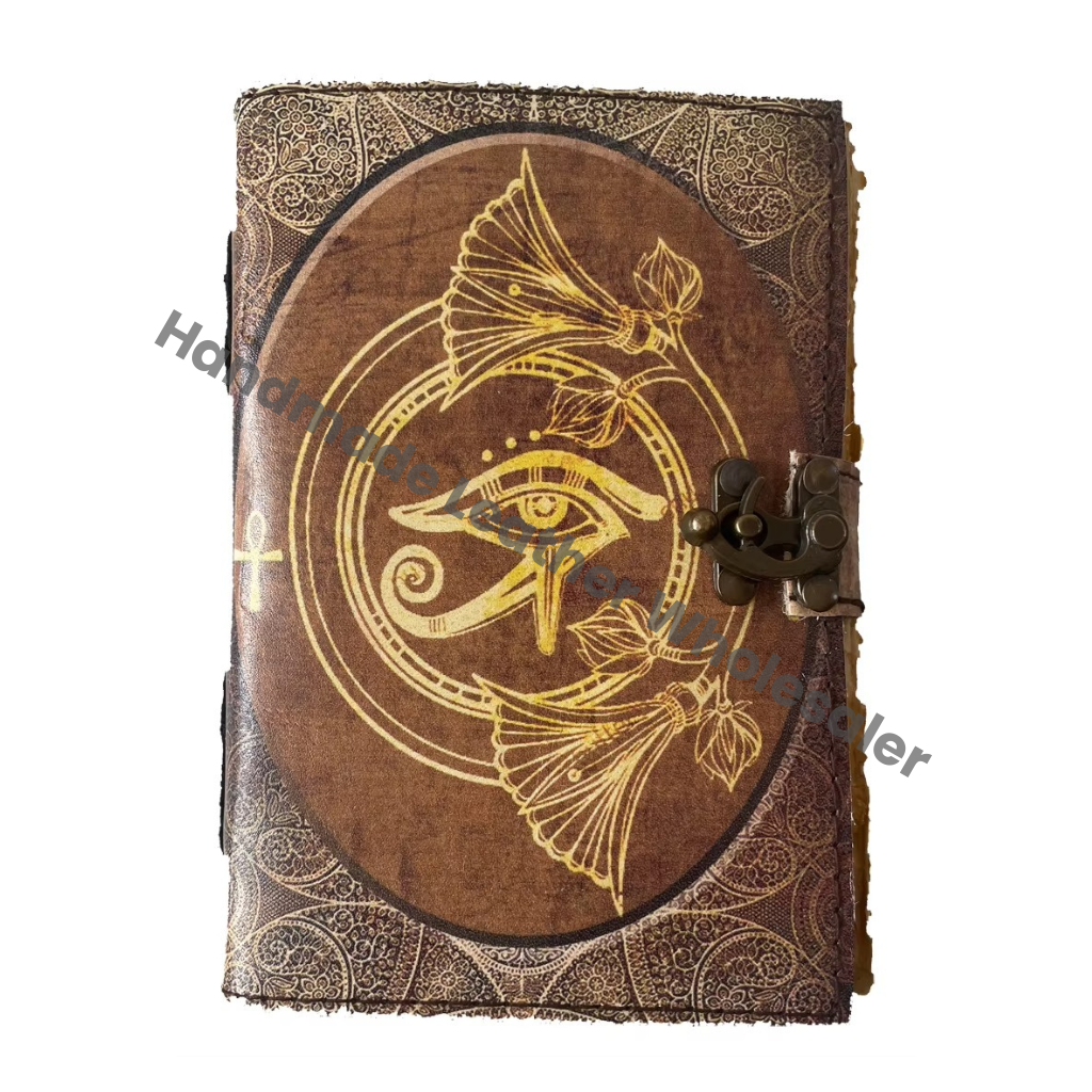 Grimoire Journal Vintage Leather Journal Book of Spells Leather Journal Deckle Edge Paper Third Eye Book of Shadows