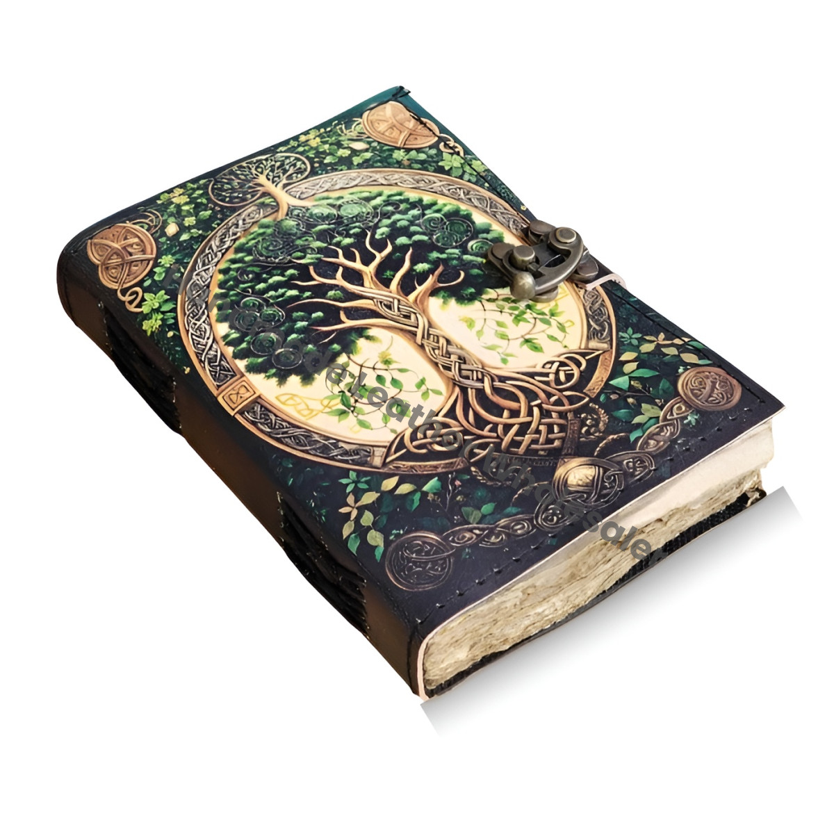 Grimoire Leather journal Handmade Tree of Life, Blank spell book of shadows