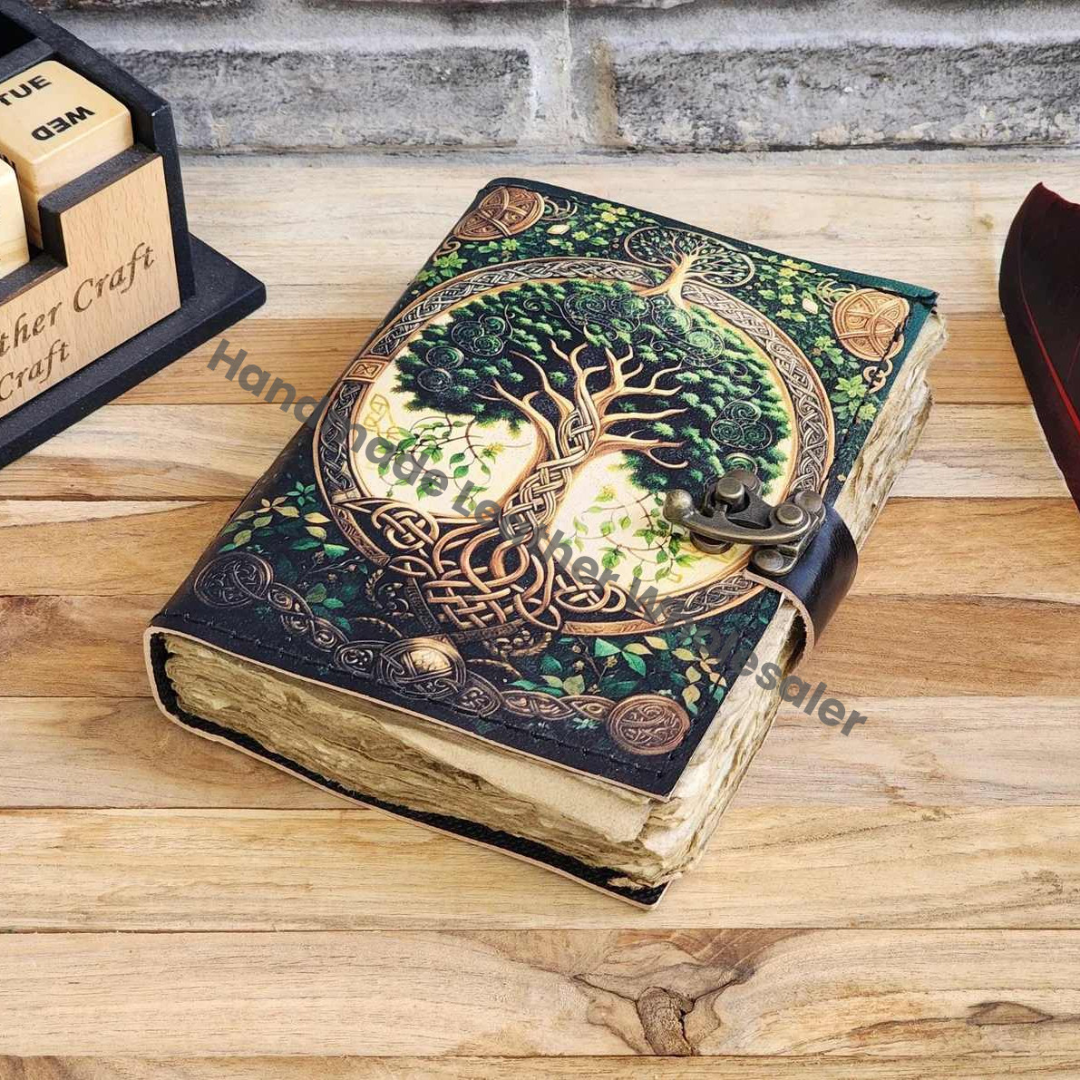 Grimoire Leather journal Handmade Tree of Life, Blank spell book of shadows