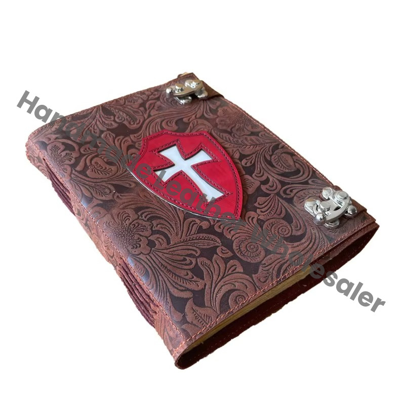 Grimoire Spells Books Cross Leather practical book of shadows Handmade Antique Deckle Paper Beautiful Vintage Garden Flower