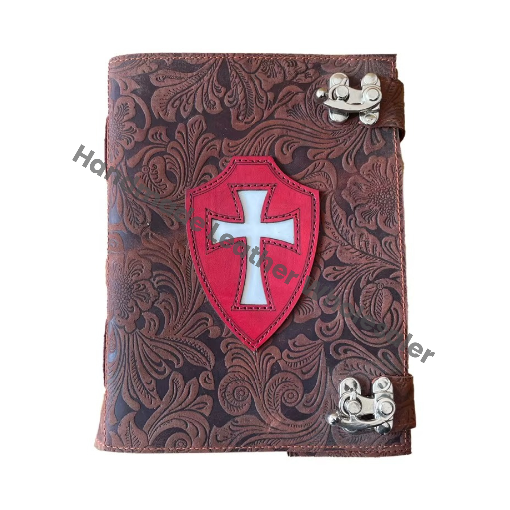 Grimoire Spells Books Cross Leather practical book of shadows Handmade Antique Deckle Paper Beautiful Vintage Garden Flower